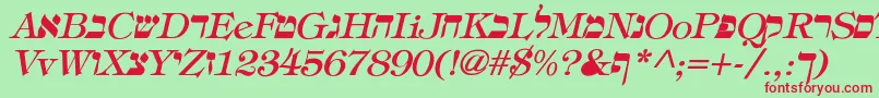 EretzItalic Font – Red Fonts on Green Background