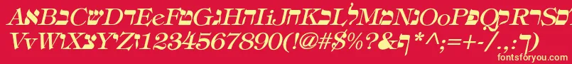 Шрифт EretzItalic – жёлтые шрифты на красном фоне