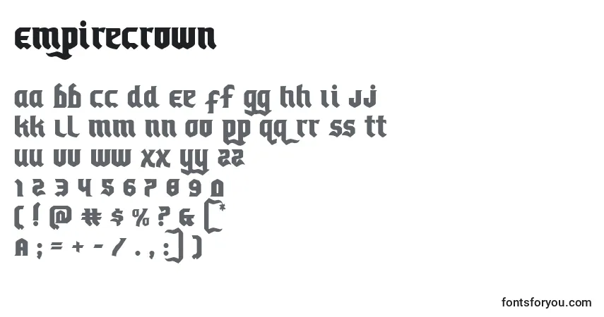 characters of empirecrown font, letter of empirecrown font, alphabet of  empirecrown font