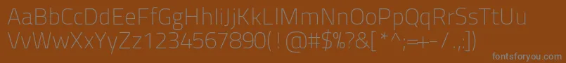 Titilliumtext22l1wt-fontti – harmaat kirjasimet ruskealla taustalla