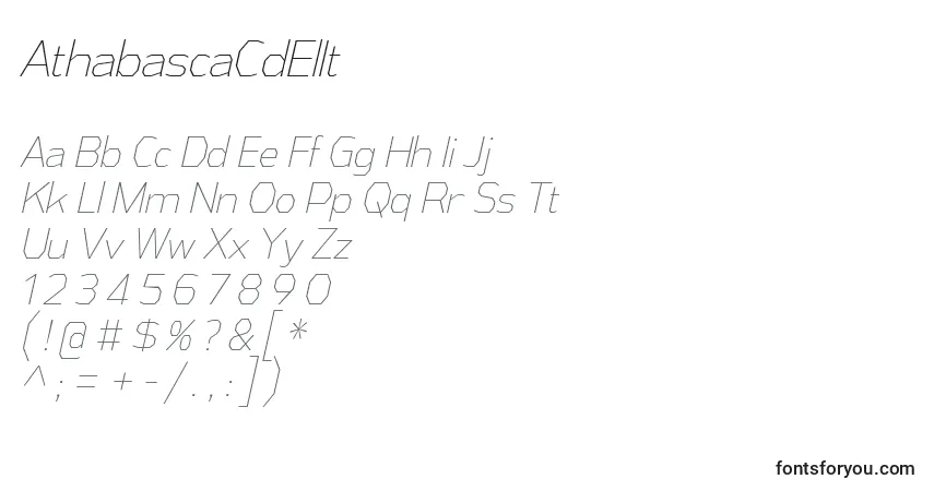 Шрифт AthabascaCdElIt – алфавит, цифры, специальные символы
