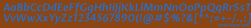 Fonte ProzalibreMediumitalic – fontes azuis em um fundo marrom