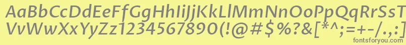Fonte ProzalibreMediumitalic – fontes cinzas em um fundo amarelo