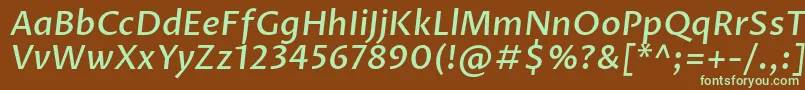 ProzalibreMediumitalic Font – Green Fonts on Brown Background