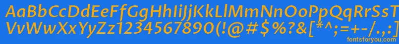 Czcionka ProzalibreMediumitalic – pomarańczowe czcionki na niebieskim tle