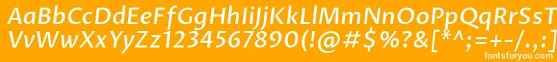 Weitere Informationen zur ProzalibreMediumitalic-Schriftart ProzalibreMediumitalic-Schriftart – Weiße Schriften auf orangefarbenem Hintergrund