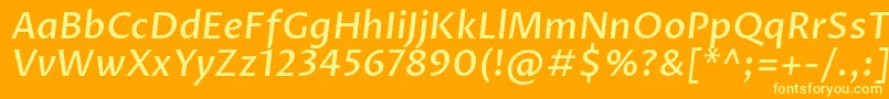 Шрифт ProzalibreMediumitalic – жёлтые шрифты на оранжевом фоне