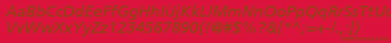 AgForeignerItalicMediumフォントについての詳細 フォントAgForeignerItalicMedium – 赤い背景に茶色の文字