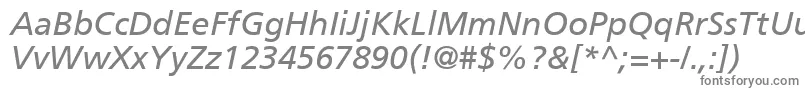 AgForeignerItalicMedium-fontti – harmaat kirjasimet valkoisella taustalla