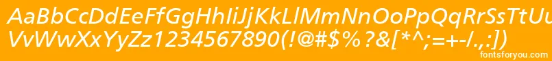 フォントAgForeignerItalicMedium – オレンジの背景に白い文字