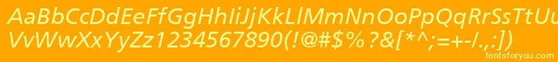Czcionka AgForeignerItalicMedium – żółte czcionki na pomarańczowym tle