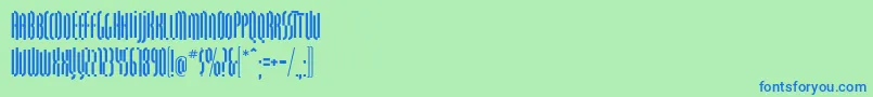 フォントQuasariall – 青い文字は緑の背景です。
