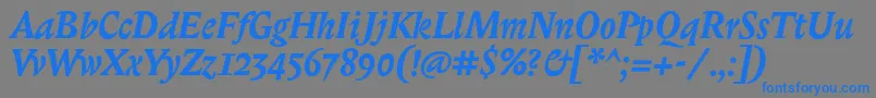 フォントBiblonitcBolditalic – 灰色の背景に青い文字