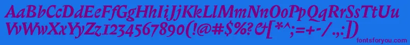 BiblonitcBolditalic Font – Purple Fonts on Blue Background