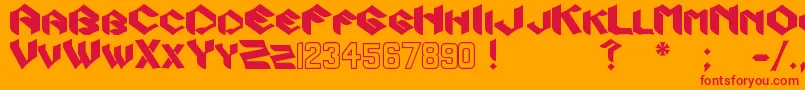 Zook-Schriftart – Rote Schriften auf orangefarbenem Hintergrund