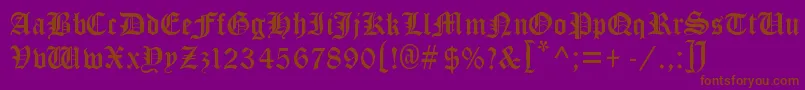 Cloisterblack-Schriftart – Braune Schriften auf violettem Hintergrund