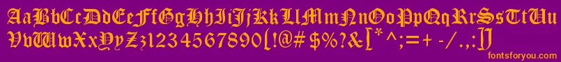 Cloisterblack Font – Orange Fonts on Purple Background