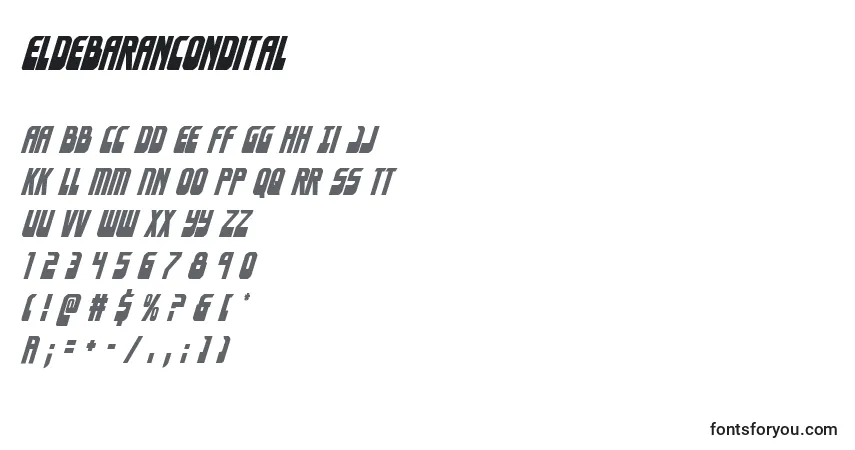 Eldebarancondital Font – alphabet, numbers, special characters