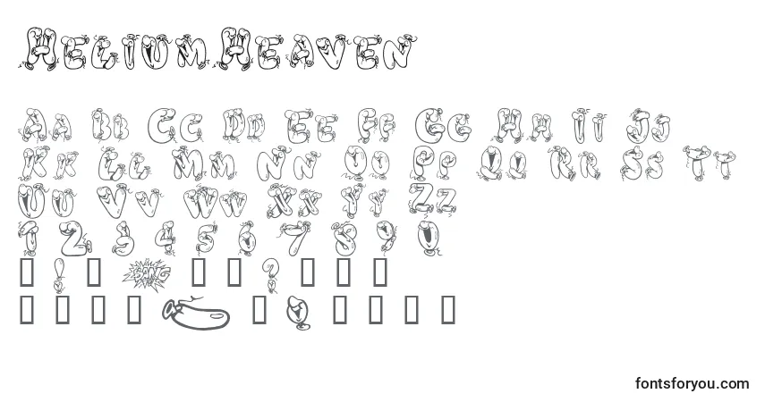 HeliumHeaven-fontti – aakkoset, numerot, erikoismerkit