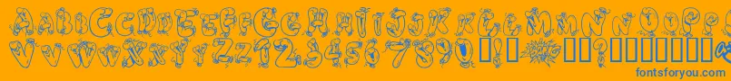 HeliumHeaven Font – Blue Fonts on Orange Background