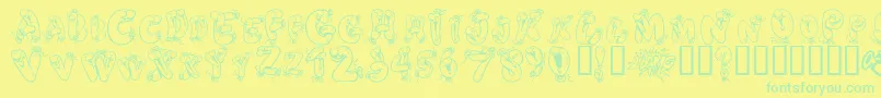 HeliumHeaven Font – Green Fonts on Yellow Background