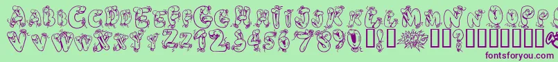 HeliumHeaven Font – Purple Fonts on Green Background