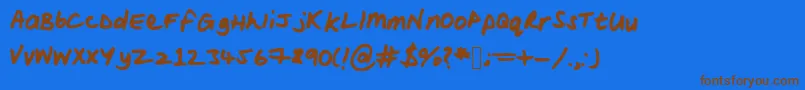 Woodsscript-Schriftart – Braune Schriften auf blauem Hintergrund