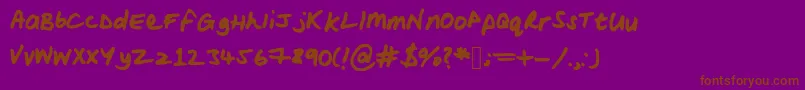 Fonte Woodsscript – fontes marrons em um fundo roxo