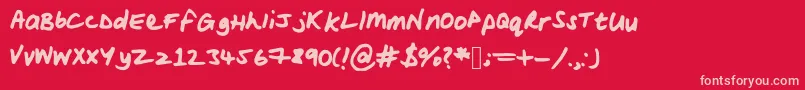 Czcionka Woodsscript – różowe czcionki na czerwonym tle