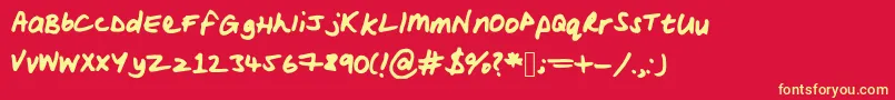 Woodsscript-fontti – keltaiset fontit punaisella taustalla