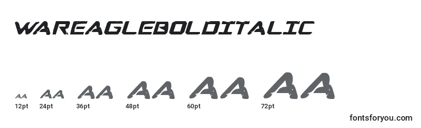 WarEagleBoldItalic Font Sizes