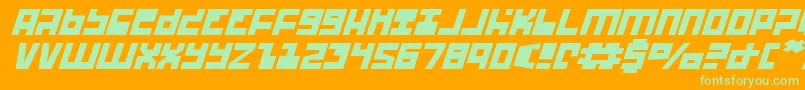 UfoHunterExpandedItalic Font – Green Fonts on Orange Background