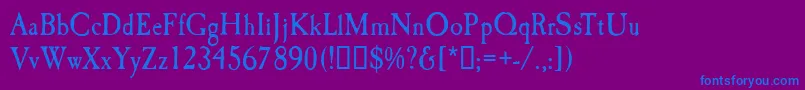CaslonAntiqueDisplayRegular-Schriftart – Blaue Schriften auf violettem Hintergrund