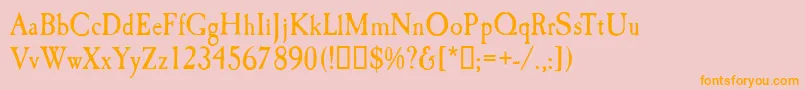 CaslonAntiqueDisplayRegular-Schriftart – Orangefarbene Schriften auf rosa Hintergrund