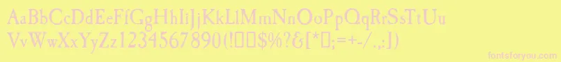 Weitere Informationen zur CaslonAntiqueDisplayRegular-Schriftart CaslonAntiqueDisplayRegular-Schriftart – Rosa Schriften auf gelbem Hintergrund