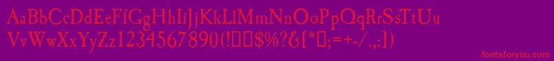 CaslonAntiqueDisplayRegular-Schriftart – Rote Schriften auf violettem Hintergrund