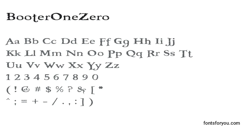 BooterOneZero Font – alphabet, numbers, special characters