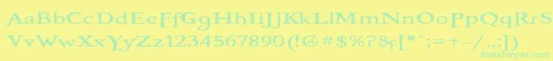 フォントBooterOneZero – 黄色い背景に緑の文字