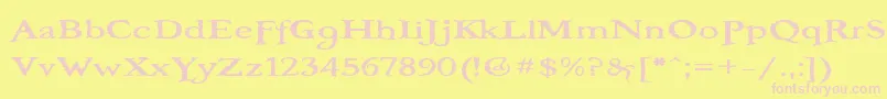 BooterOneZero-fontti – vaaleanpunaiset fontit keltaisella taustalla