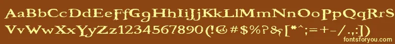 BooterOneZero-fontti – keltaiset fontit ruskealla taustalla