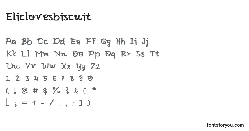 Шрифт Eliclovesbiscuit – алфавит, цифры, специальные символы