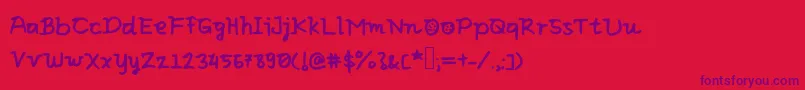 Eliclovesbiscuit-Schriftart – Violette Schriften auf rotem Hintergrund