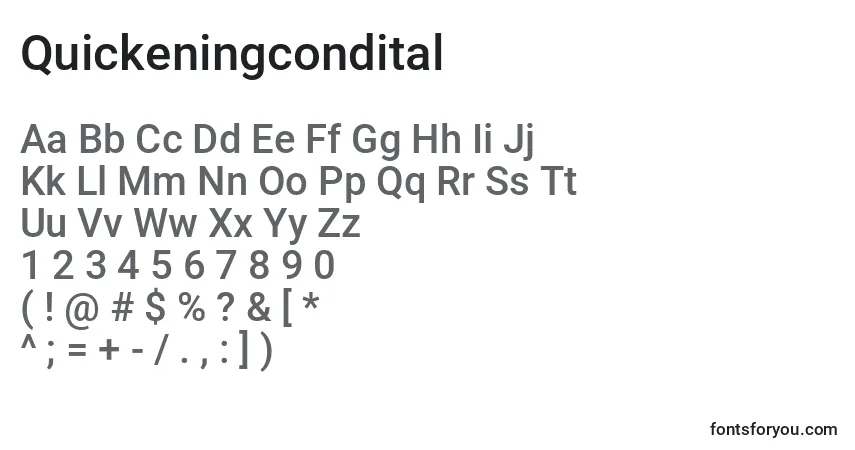 Quickeningcondital-fontti – aakkoset, numerot, erikoismerkit