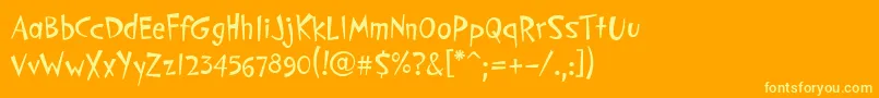 PfcosmonutproRegular-Schriftart – Gelbe Schriften auf orangefarbenem Hintergrund