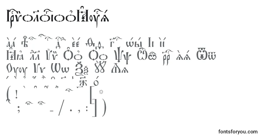 A fonte IrmologionKucs – alfabeto, números, caracteres especiais