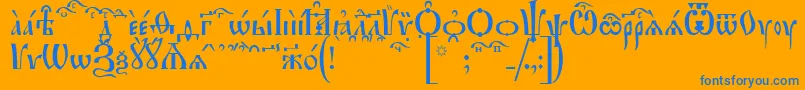 IrmologionKucs Font – Blue Fonts on Orange Background