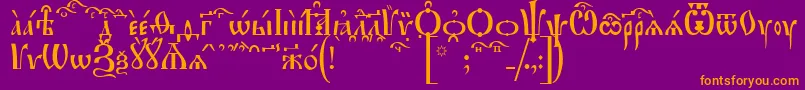 IrmologionKucs Font – Orange Fonts on Purple Background