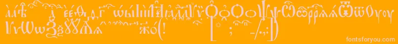 IrmologionKucs Font – Pink Fonts on Orange Background