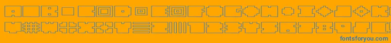 Więcej informacji o czcionce QubeHollowWide Czcionka QubeHollowWide – niebieskie czcionki na pomarańczowym tle