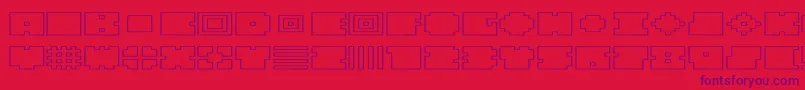 QubeHollowWide Font – Purple Fonts on Red Background